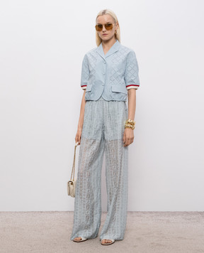 Fendi Blue jacket with geometric perforation FJ7718AWA0