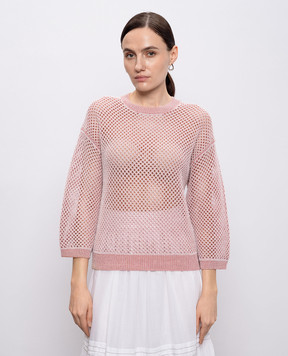 Peserico Pink openwork jumper with linen A99083F079106B