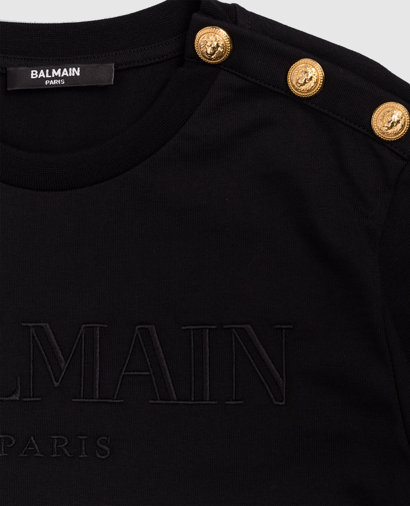 

Children's black T-shirt with embroidered logo Balmain, White
