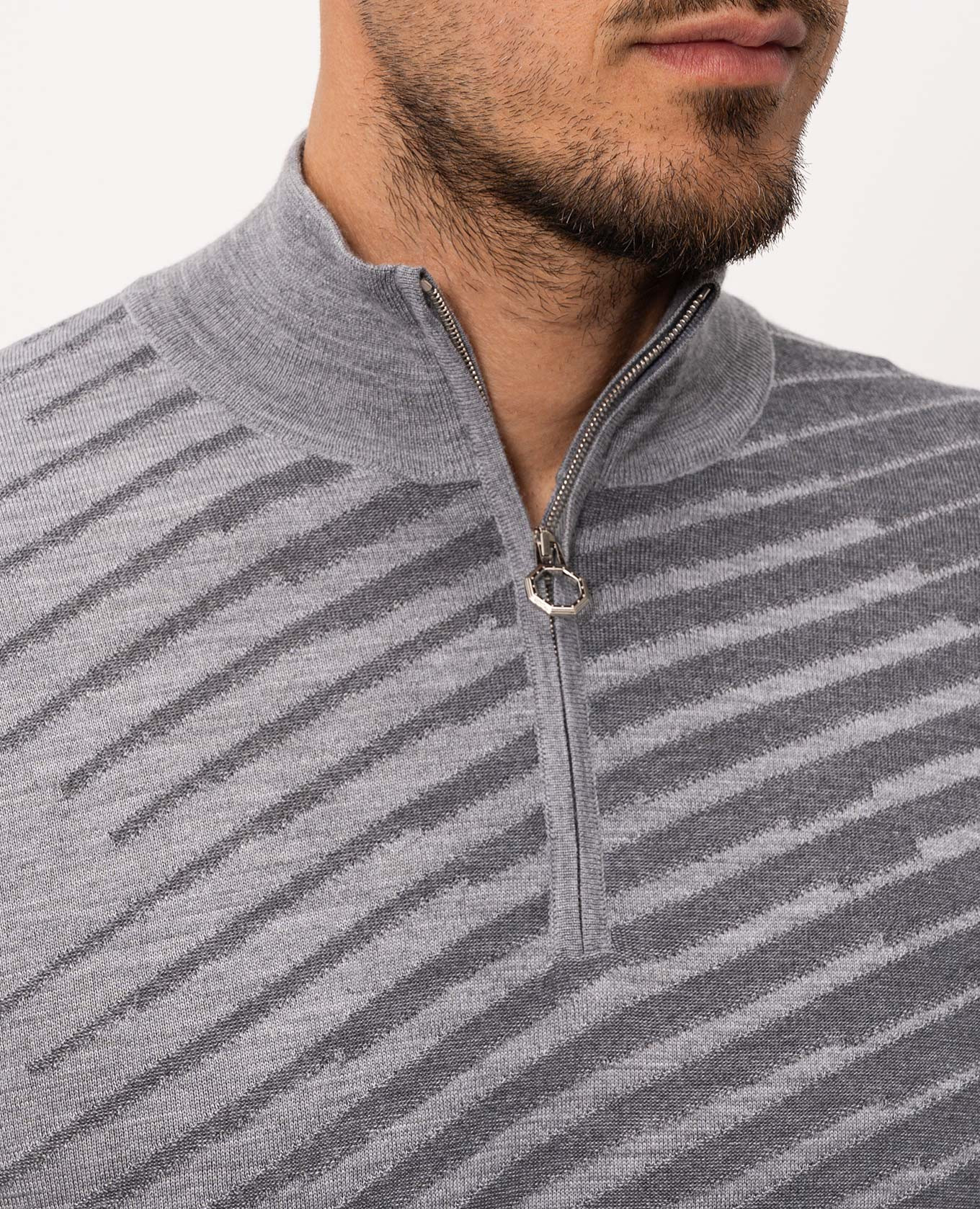 Grey striped wool, silk and cashmere jumper Stefano Ricci 5
