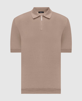 Stefano Ricci Brown silk polo shirt with embroidered monogram logo K616215P31F26101