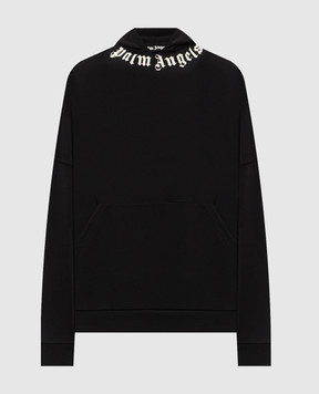 Palm Angels Black hoodie with contrast logo print PAMBB003FL001m