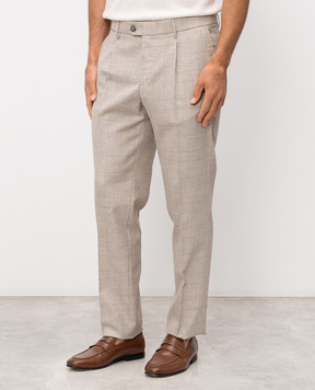 Peserico Beige wool Windsor check trousers R5422302721
