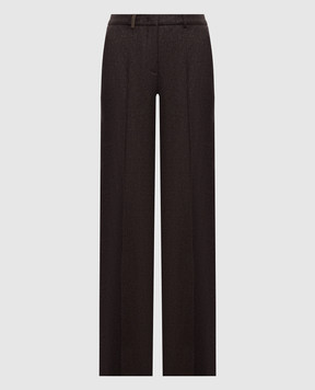 Peserico Brown wool pants with lurex A0406703359