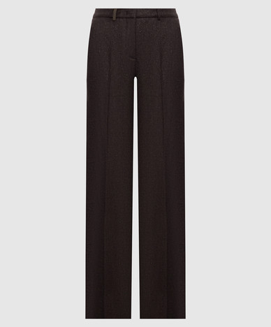 Brown wool pants with lurex