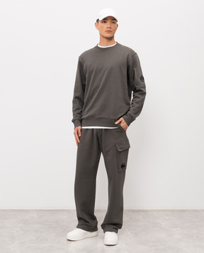 C.P. Company Khaki sweatshirt with logo patch MSS713A005086W
