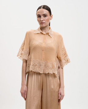 Ermanno Scervino Beige silk blouse with lace D482K718APCSQYE
