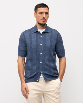 Brunello Cucinelli Blue cardigan with linen M2L707805