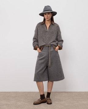 Brunello Cucinelli Gray alpaca wool pullover MMS579705P