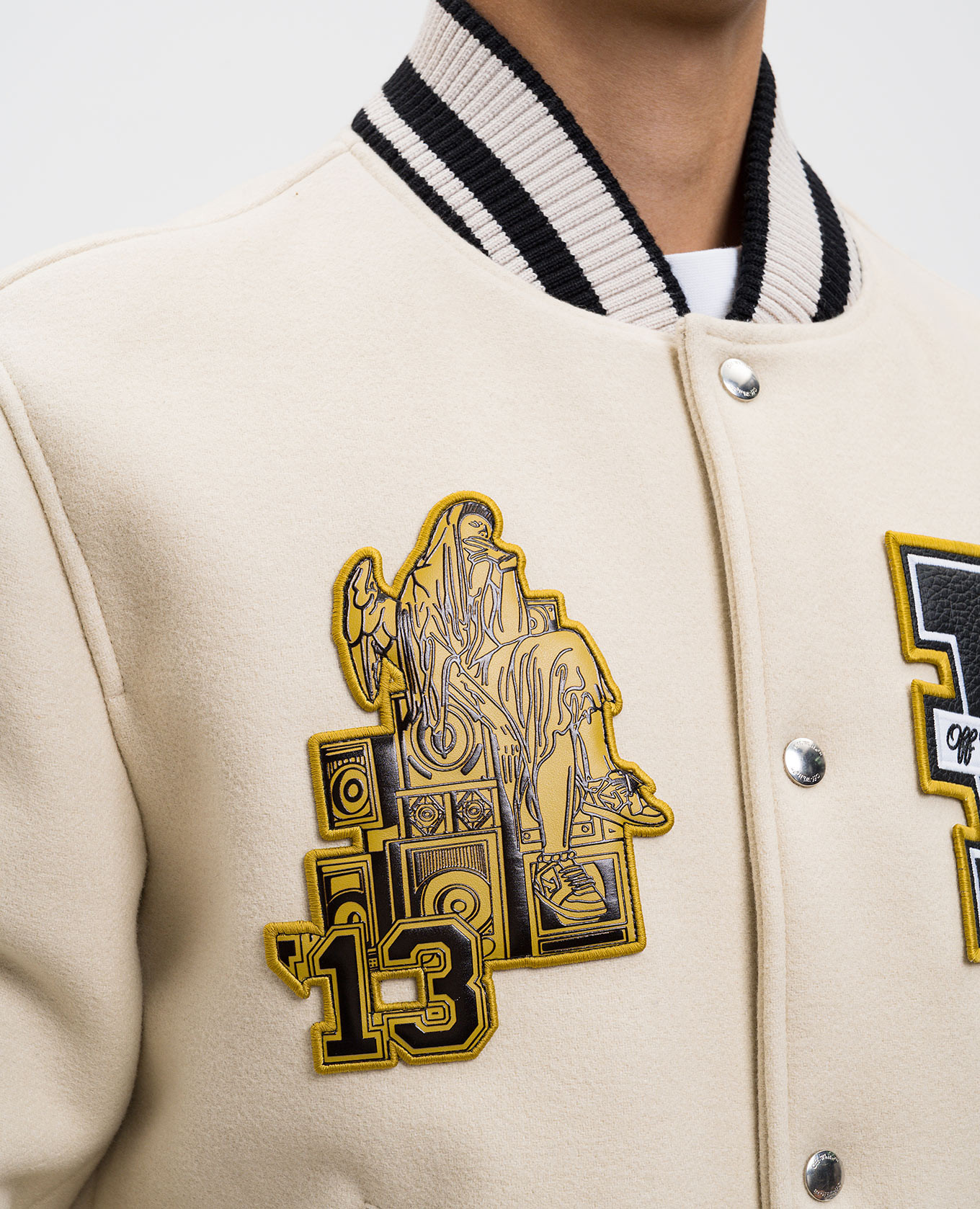 Beige Lion bomber jacket with wool Off-White 5