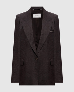 Peserico Dark brown wool jacket with lurex A01137Z03359