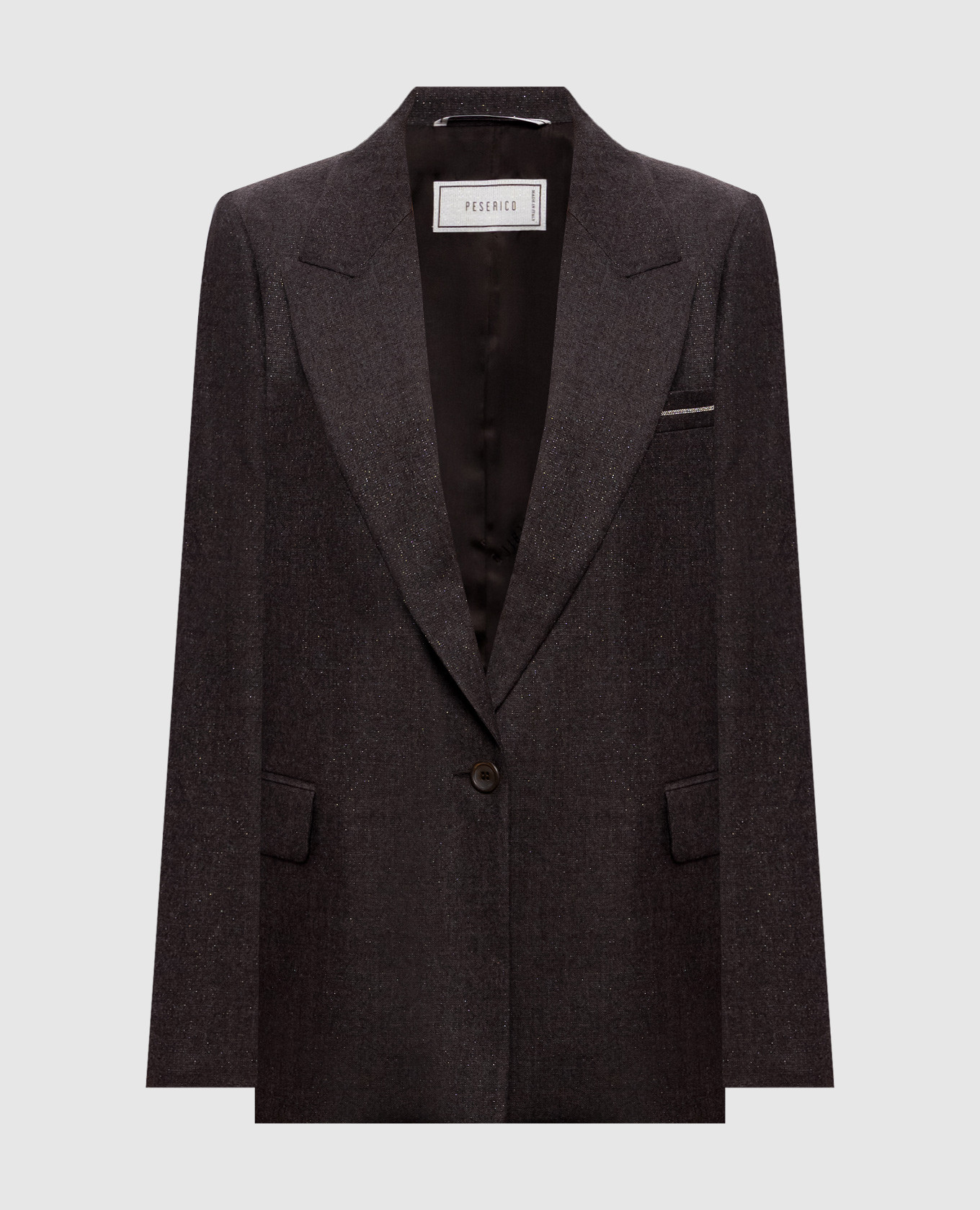 Dark brown wool jacket with lurex