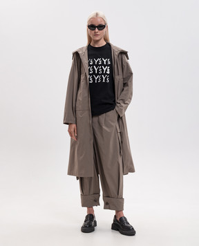Y`S Yamamoto Black T-shirt with monogram logo print YVT27668