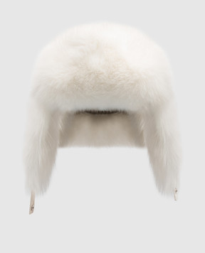 Yves Salomon SKI Ivory fox fur earflap hat 24WKA022XXU16G