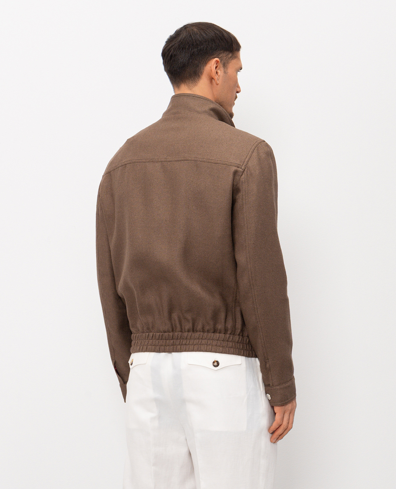Brown silk, linen and wool jacket Brunello Cucinelli 4