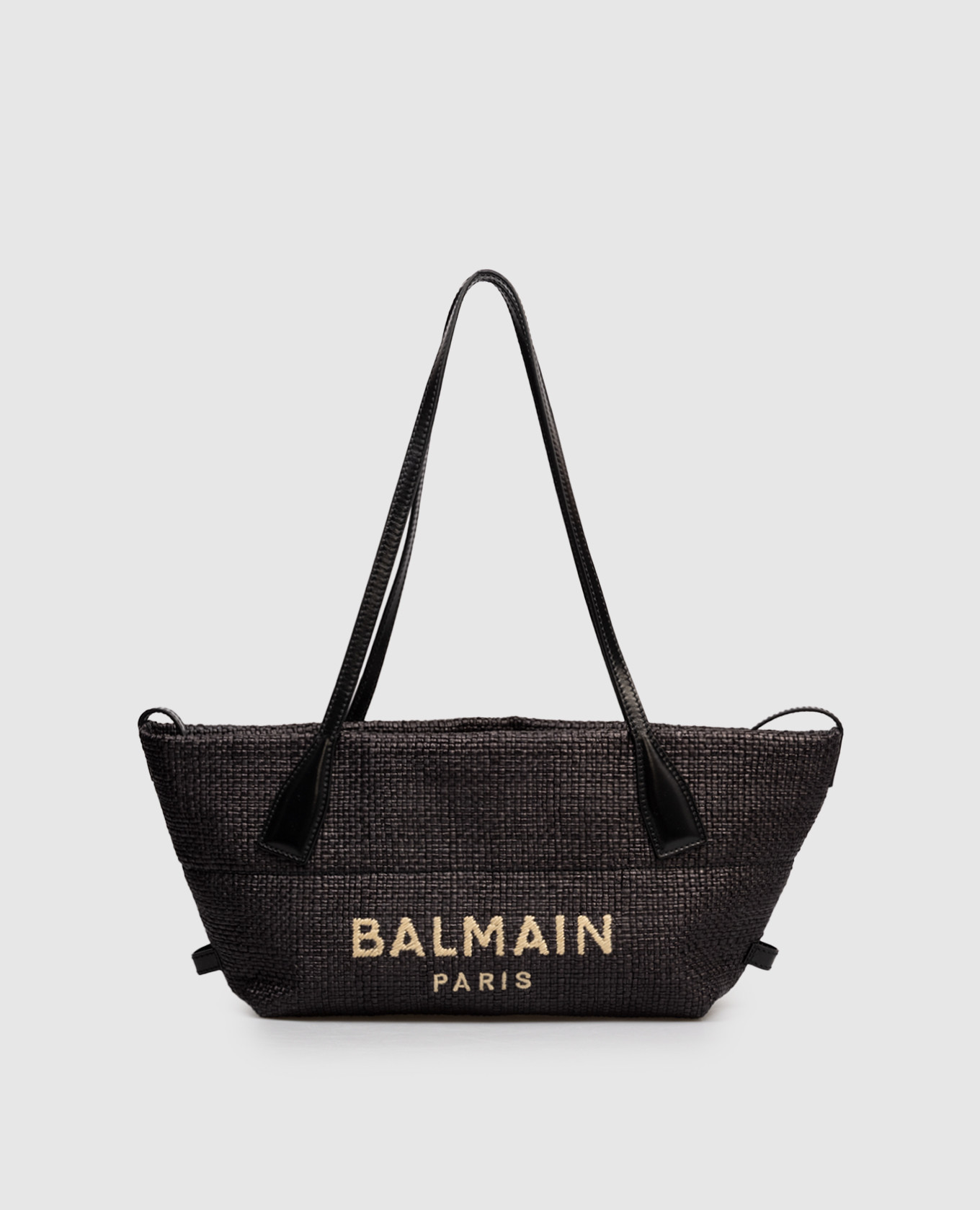 

Black woven raffia tote bag Balmain