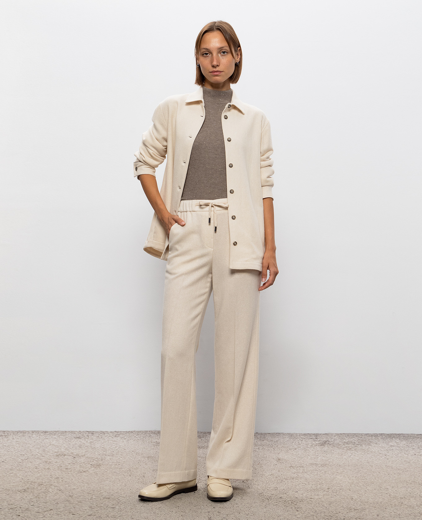 Beige wool and cashmere pants Peserico 2