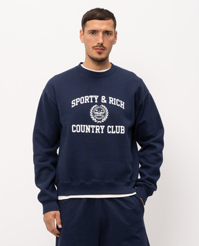Sporty & Rich Blue sweatshirt with logo print ST09876218BL106