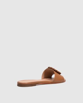 Santoni Brown leather flip-flops with buckle WHPF72081HA1NWKE