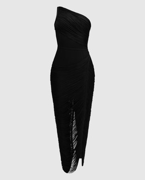 Herve Leger Tyra black one-shoulder dress 46FRI8577012