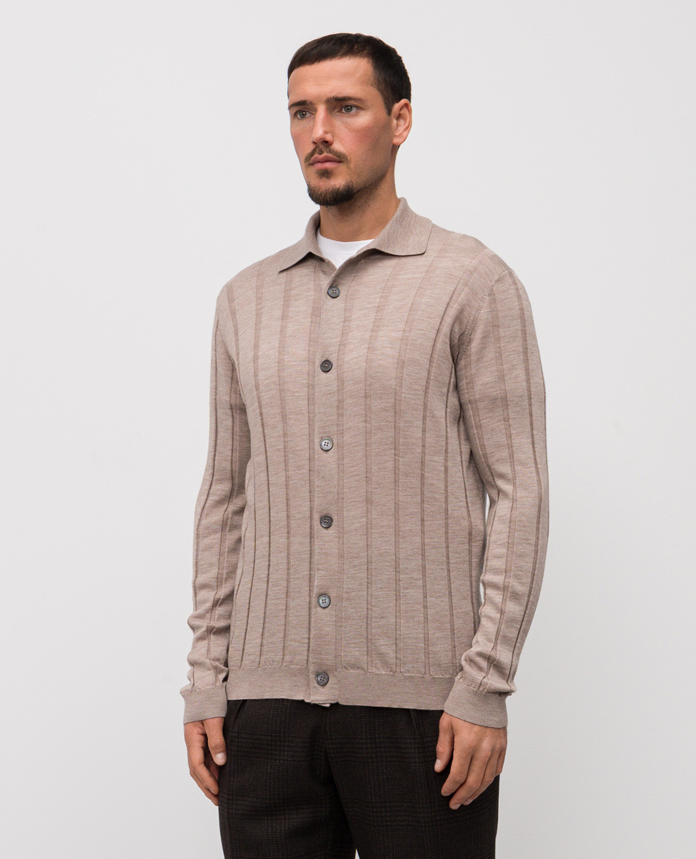 

Brown ribbed wool and cashmere cardigan Brunello Cucinelli