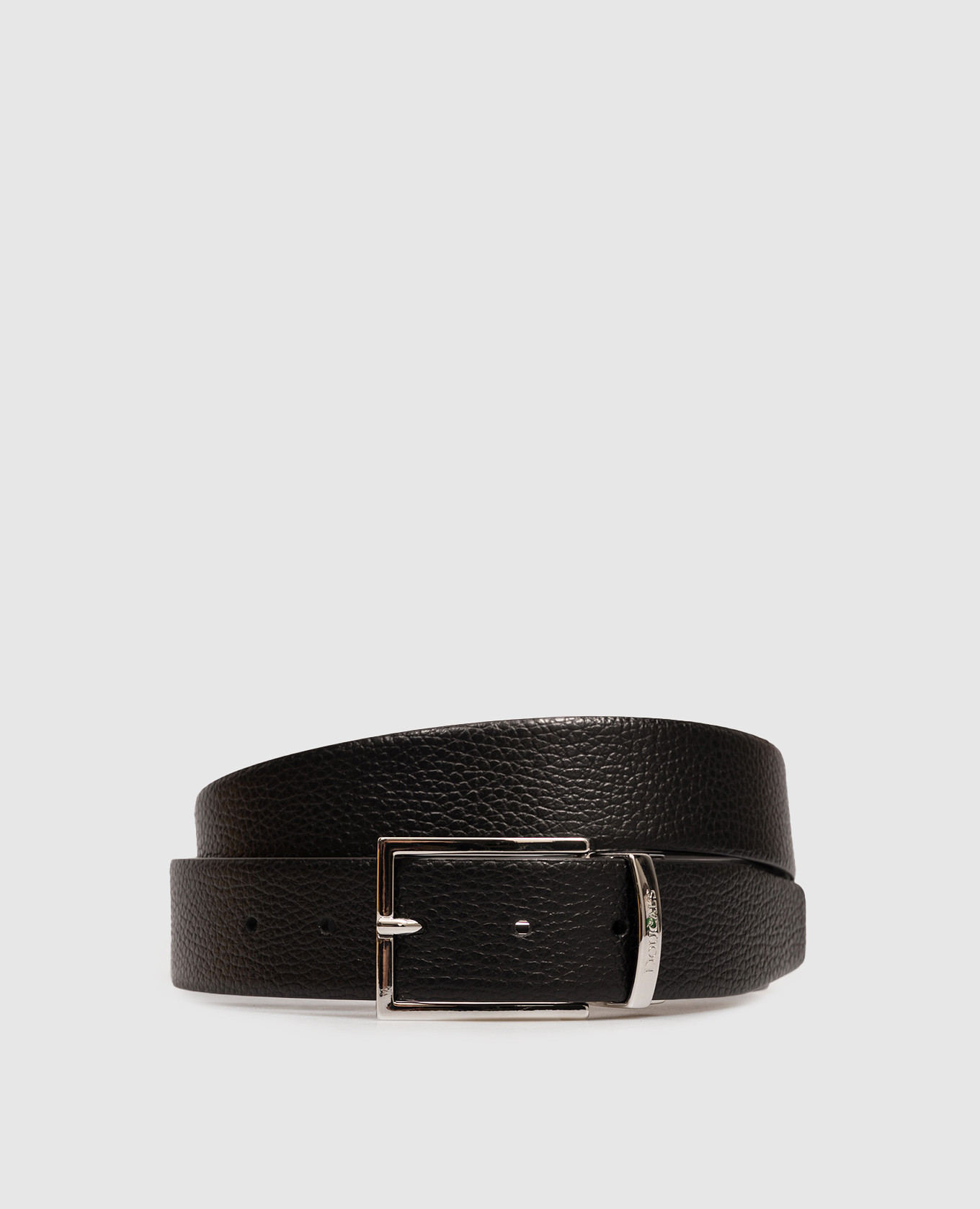 Black leather reversible belt