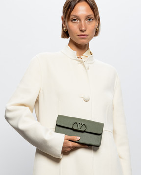 Valentino VLogo Signature Green Leather Clutch 9W2P0BB4BEM