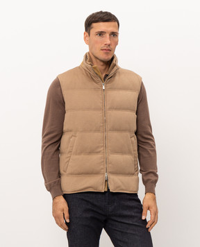 Enrico Mandelli Brown cashmere down vest 4T772A4816