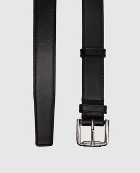 Max Mara Black leather belt with logo NEWBUCKLE35LONG