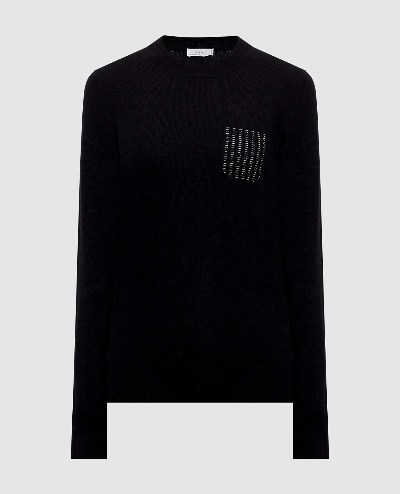 Black wool, silk and cashmere jumper