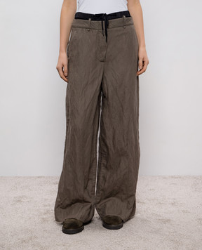Masnada Khaki pants with wool 7923