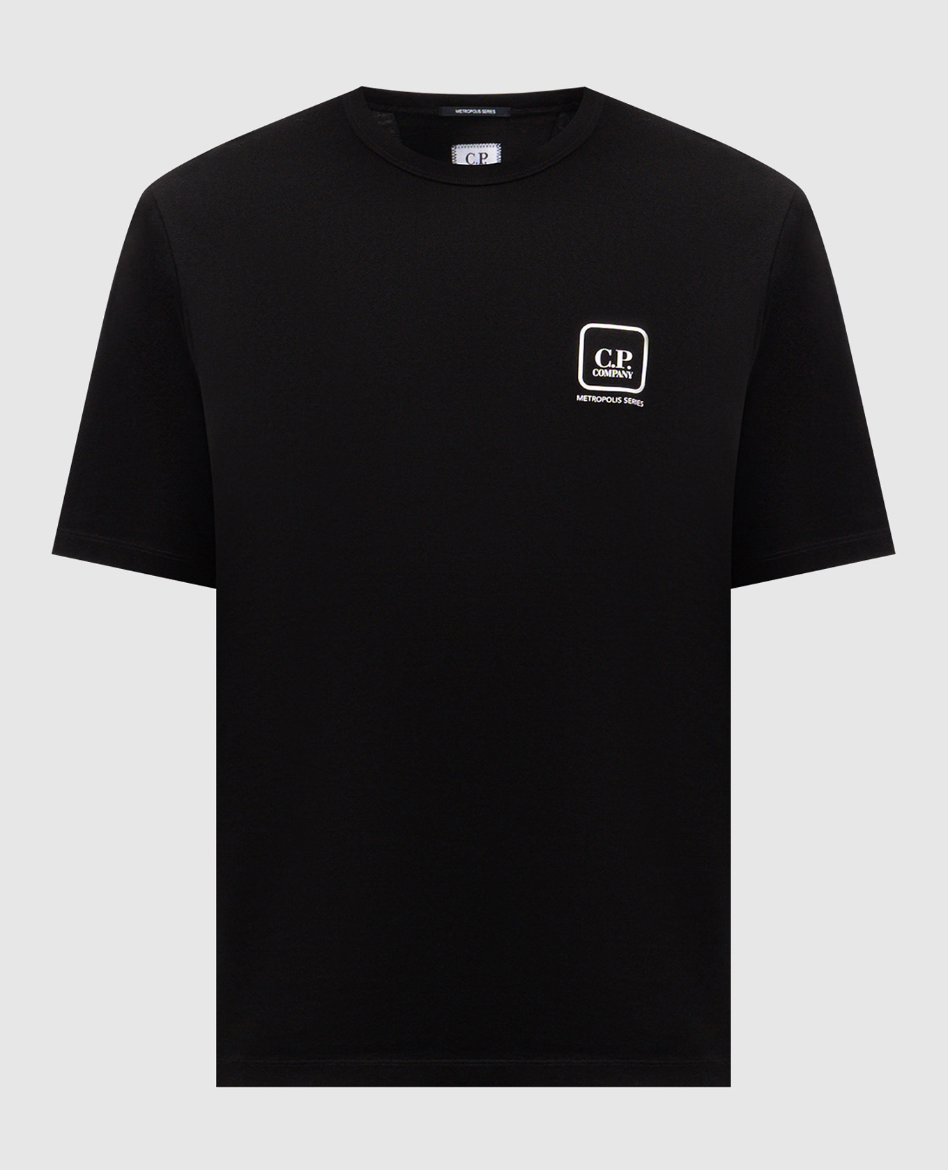 Black T-shirt with Metropolis brand print