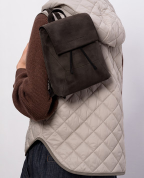 Brunello Cucinelli Brown suede backpack with embossed logo MBDLB2826P