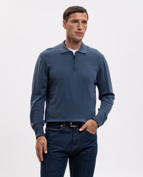 Canali Blue wool polo shirt MK01149C0572