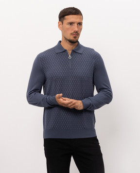 Stefano Ricci Blue wool and silk polo shirt KE06016P30E26302