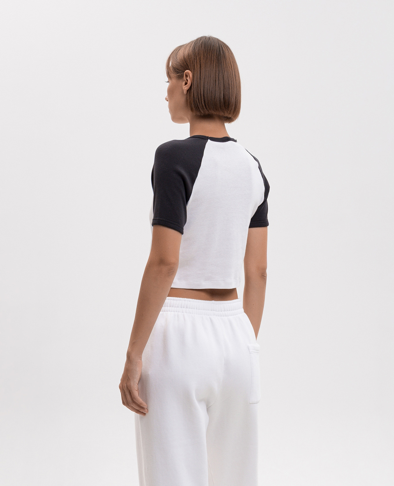 White cropped T-shirt with logo print Sporty & Rich 4