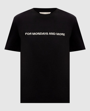 Max Mara Black T-shirt with contrasting embroidered lettering MMLEXPLOIT