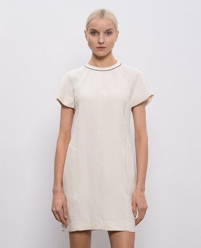 Brunello Cucinelli Beige dress with linen MH126AFR72