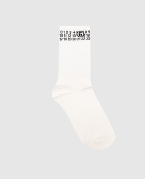 Maison Margiela MM6 Children's white socks with logo pattern M60571MM045