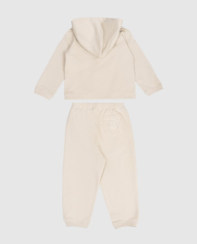 Brunello Cucinelli Children's beige tracksuit with embroidered monogram logo BD824MT02S