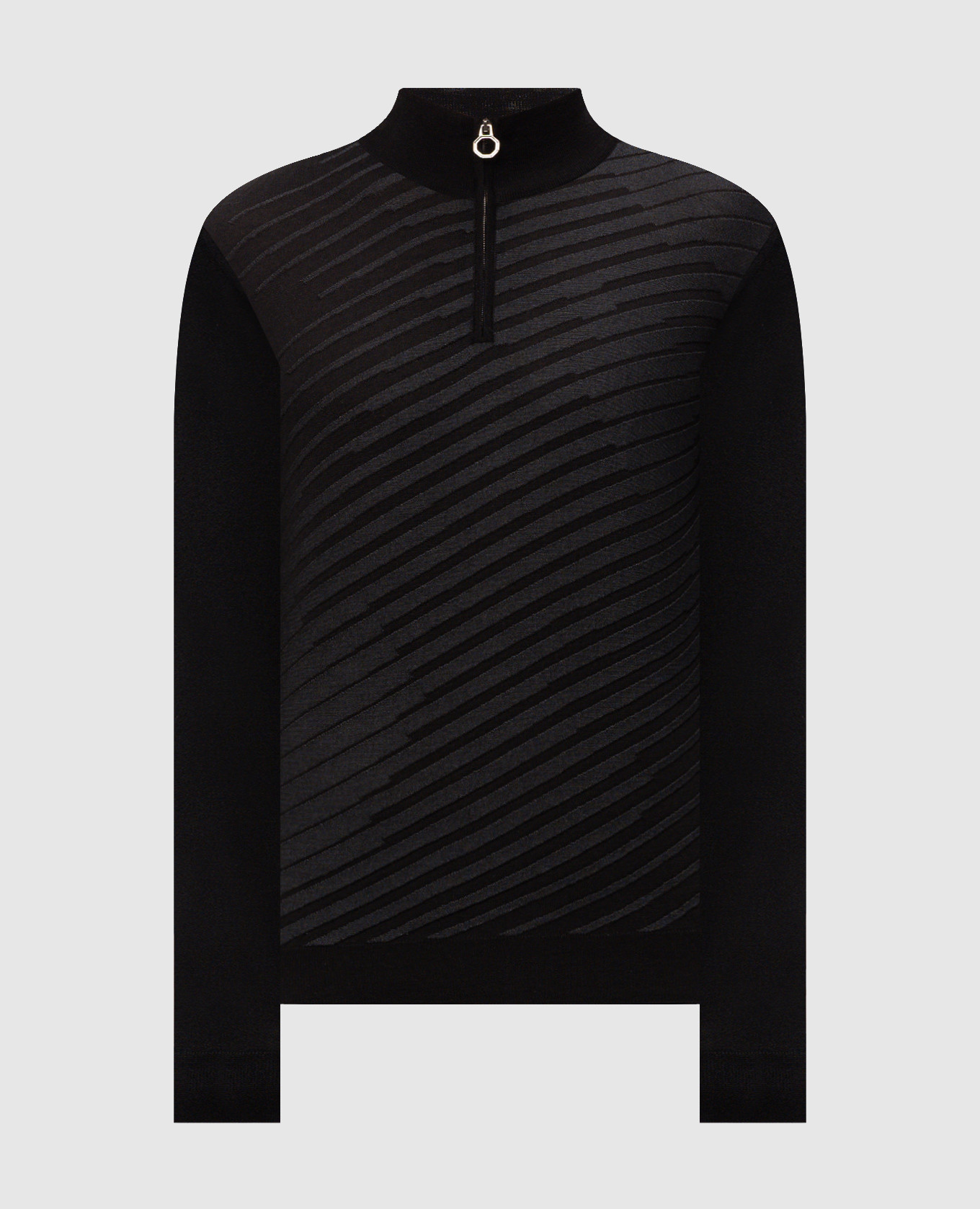 Black striped wool, silk and cashmere jumper
