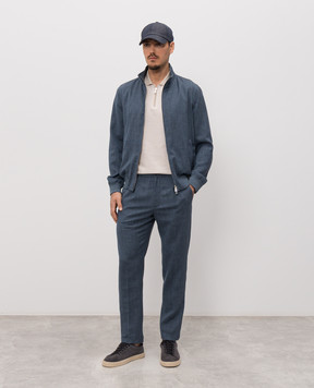Enrico Mandelli Blue wool, silk and linen pants GYM02B6020
