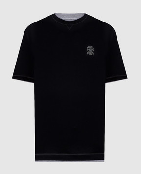 Brunello Cucinelli Black T-shirt with emblem M0B137451G