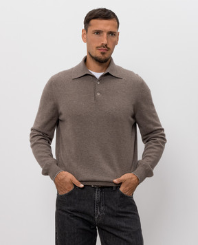 Brunello Cucinelli Brown cashmere polo shirt M2200295