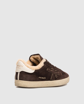 Premiata Brown suede Steven sneakers with fur STEVEND7897M