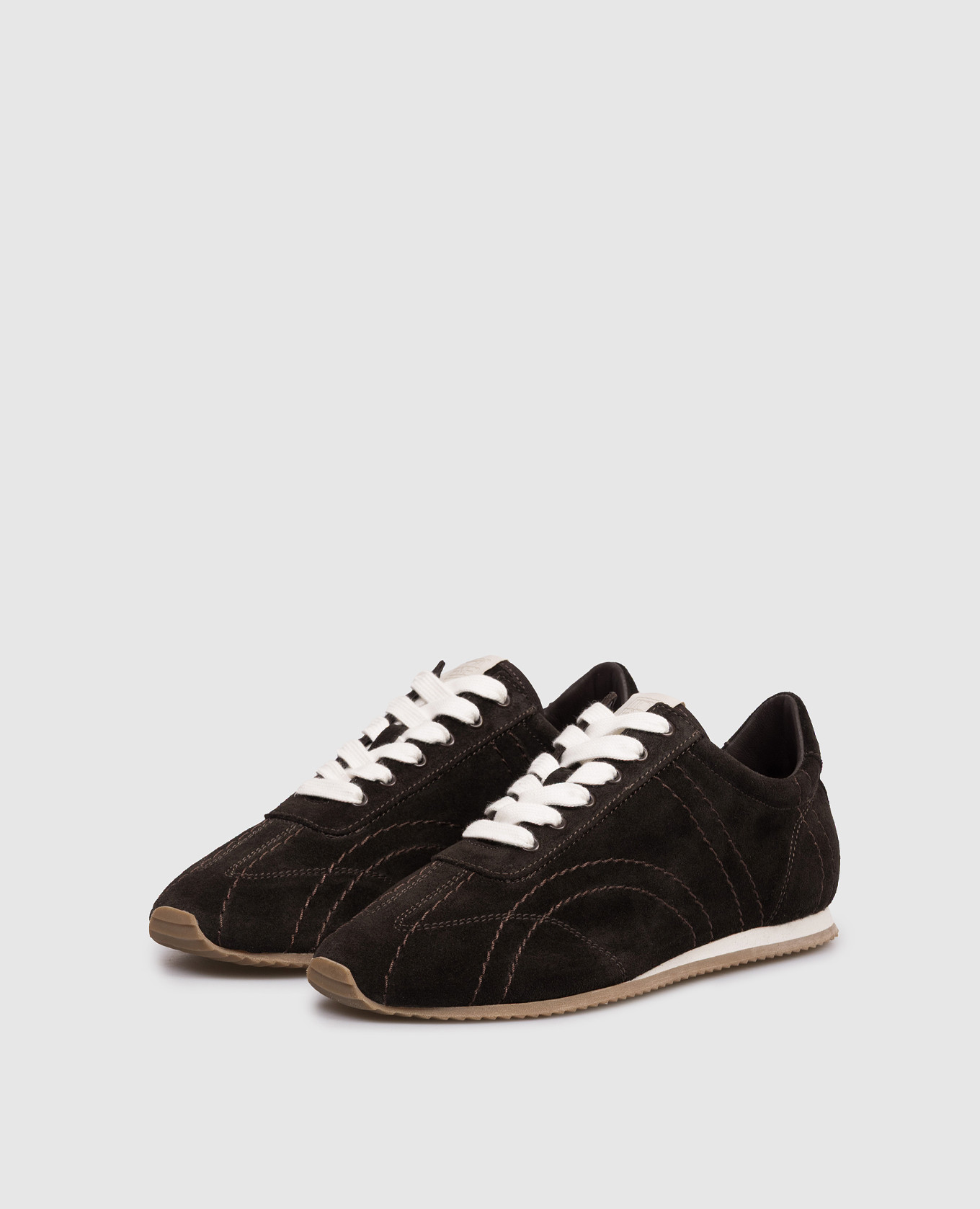 

Brown suede sneakers with logo patch Toteme