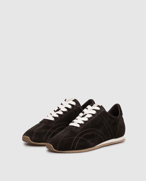 Toteme Brown suede sneakers with logo patch 262WAS0324LE0027