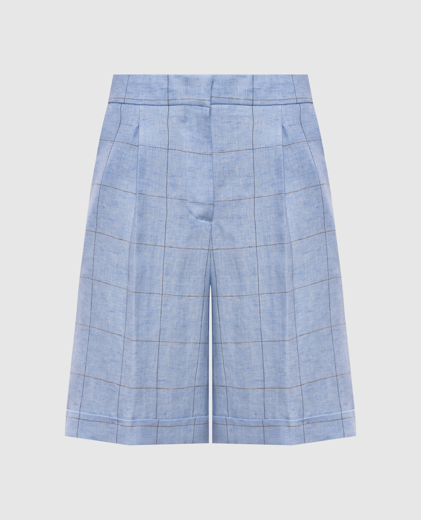 

Blue checked linen shorts Peserico, Light blue