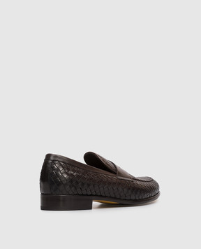 Doucal's Brown leather loafers with weaving DU3266STRAUY195