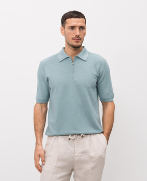 ISAIA Blue polo shirt made of wool, silk and cashmere MG8440Y0537